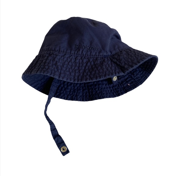Krickets Navy Blue Embroidered Bucket Hat with Snaps 100% Cotton 0-6 Months - Picture 6 of 7